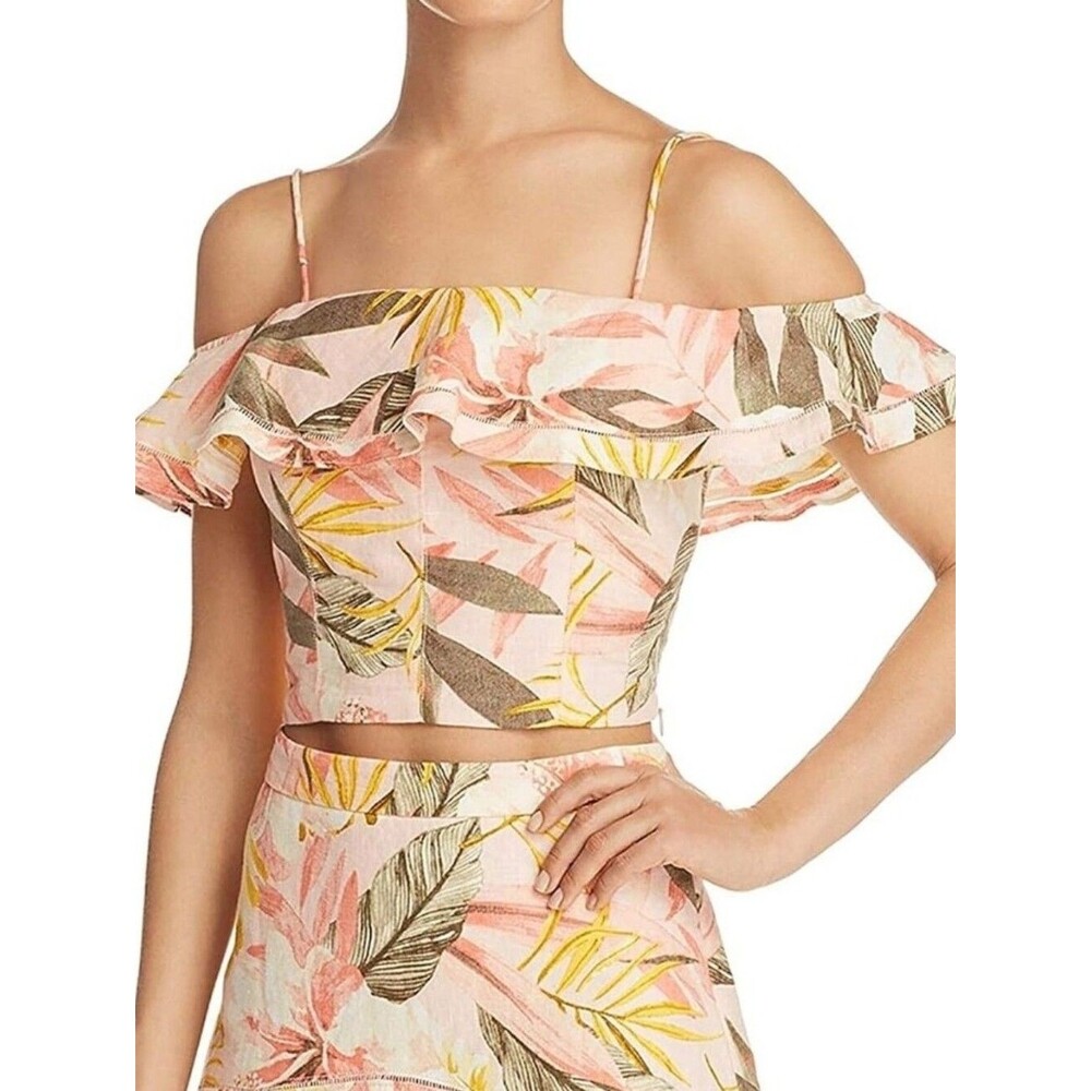 Joie Saphira Floral 100% Linen Crop Top size M Boho Summer Vacation Preppy